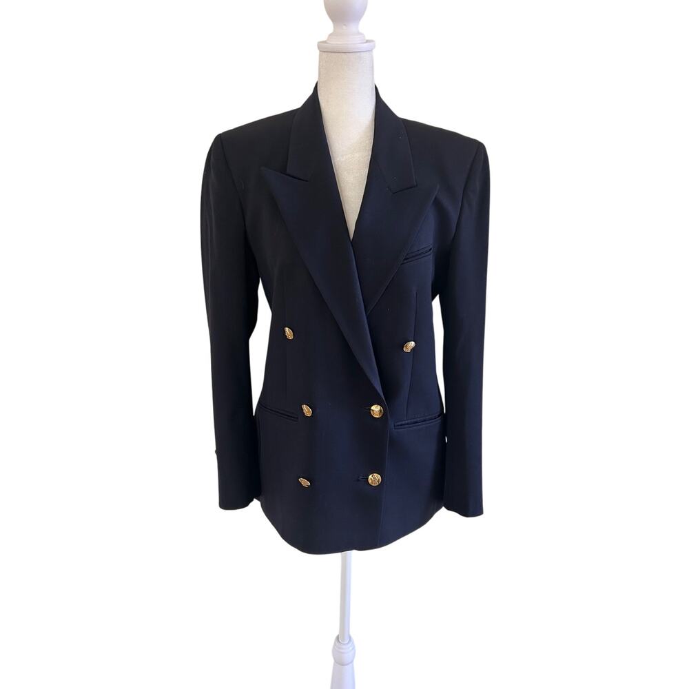 Austin Reed Vintage Blazer Womens Double Breasted Navy Heritage Old Money Wool - Picture 2 of 8